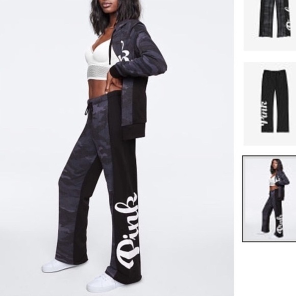 VS Pink Blue Camo Colorblock Boyfriend Lounge Pants - Picture 1 of 10